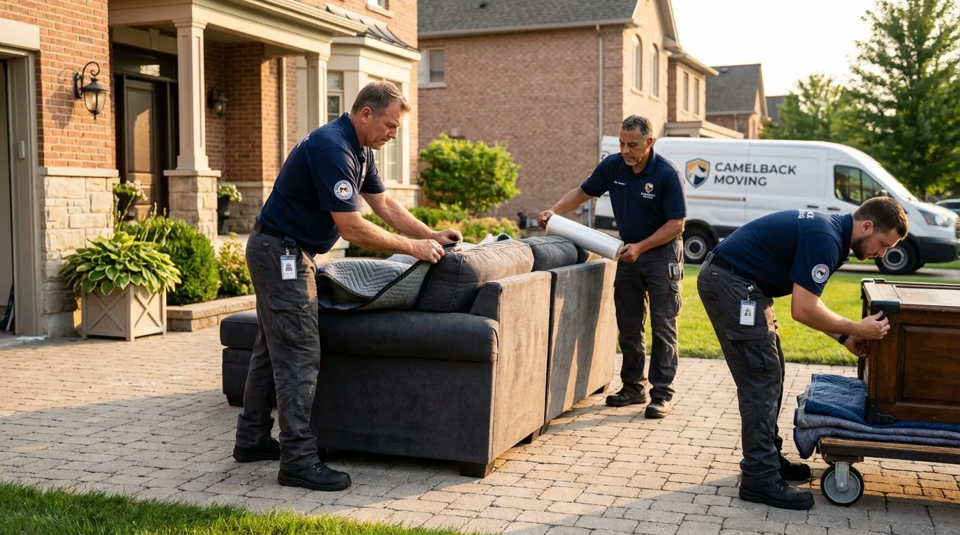Large estate moving crew wrapping furniture in Palm Springs, CA