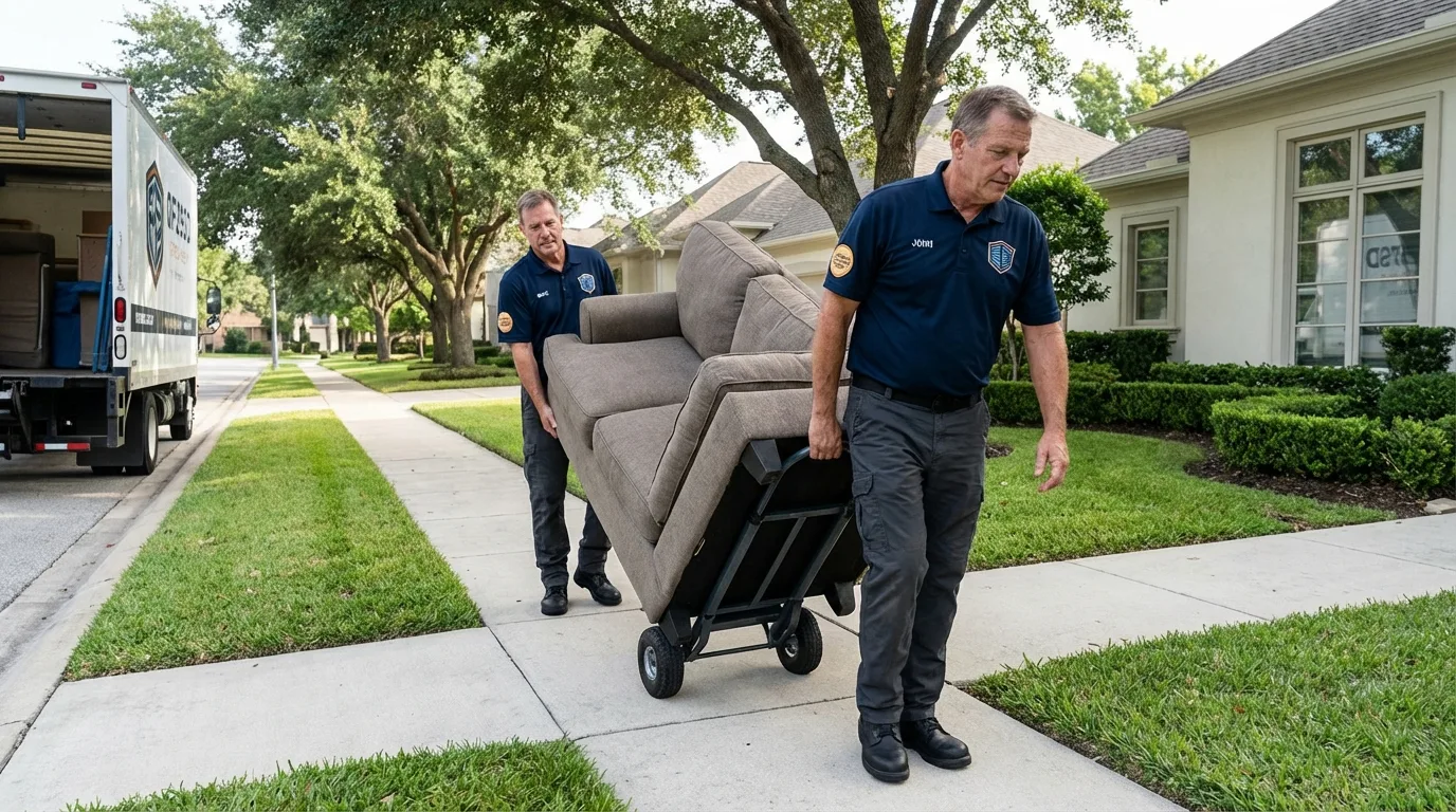 Local residential moving crew loading furniture in Palm Springs, CA